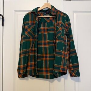 Natural Reflections Green and Orange Plaid Flannel